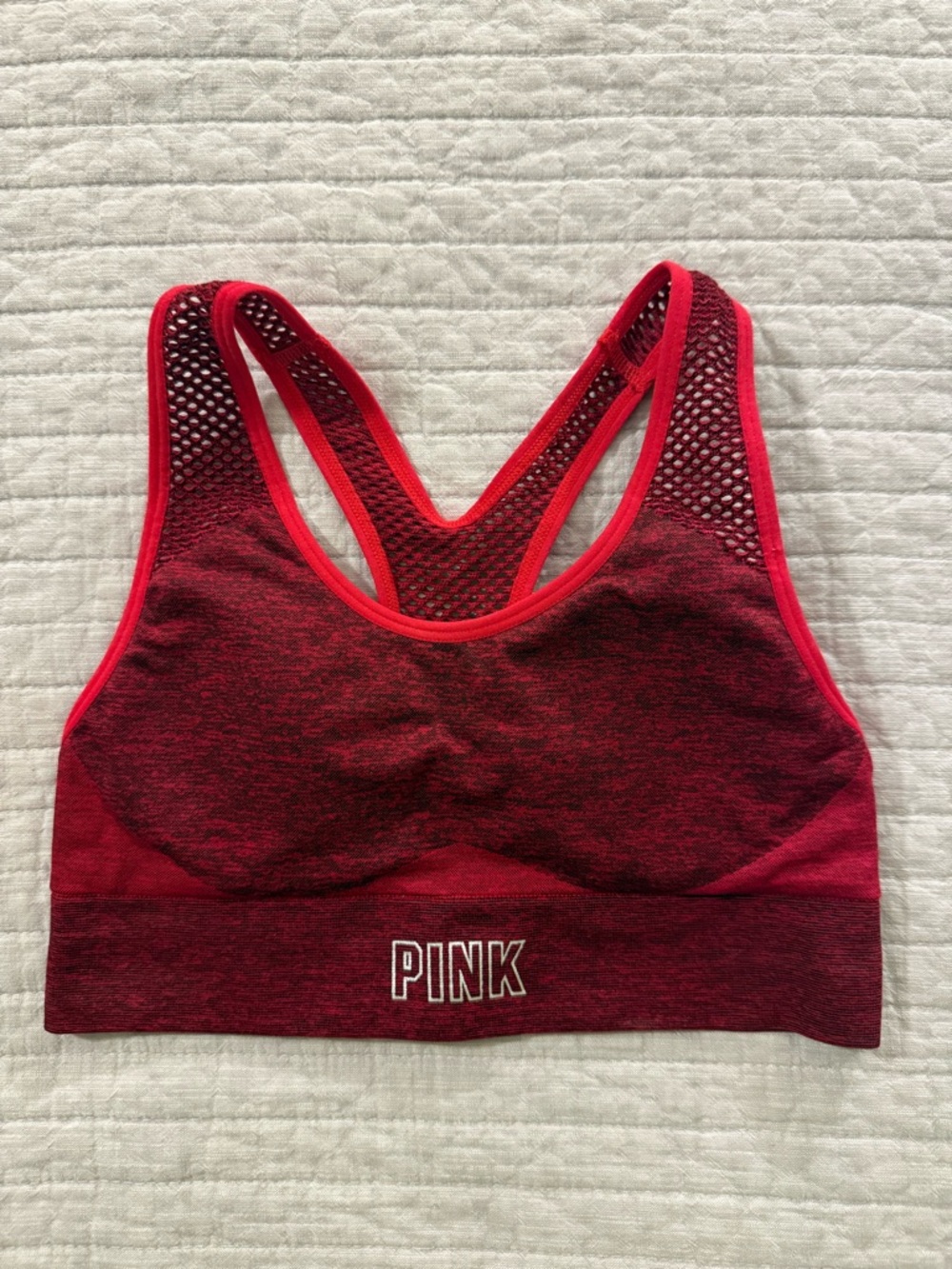 PINK Victoria's Secret Seamless Racerback Sports Bra in Deep Red